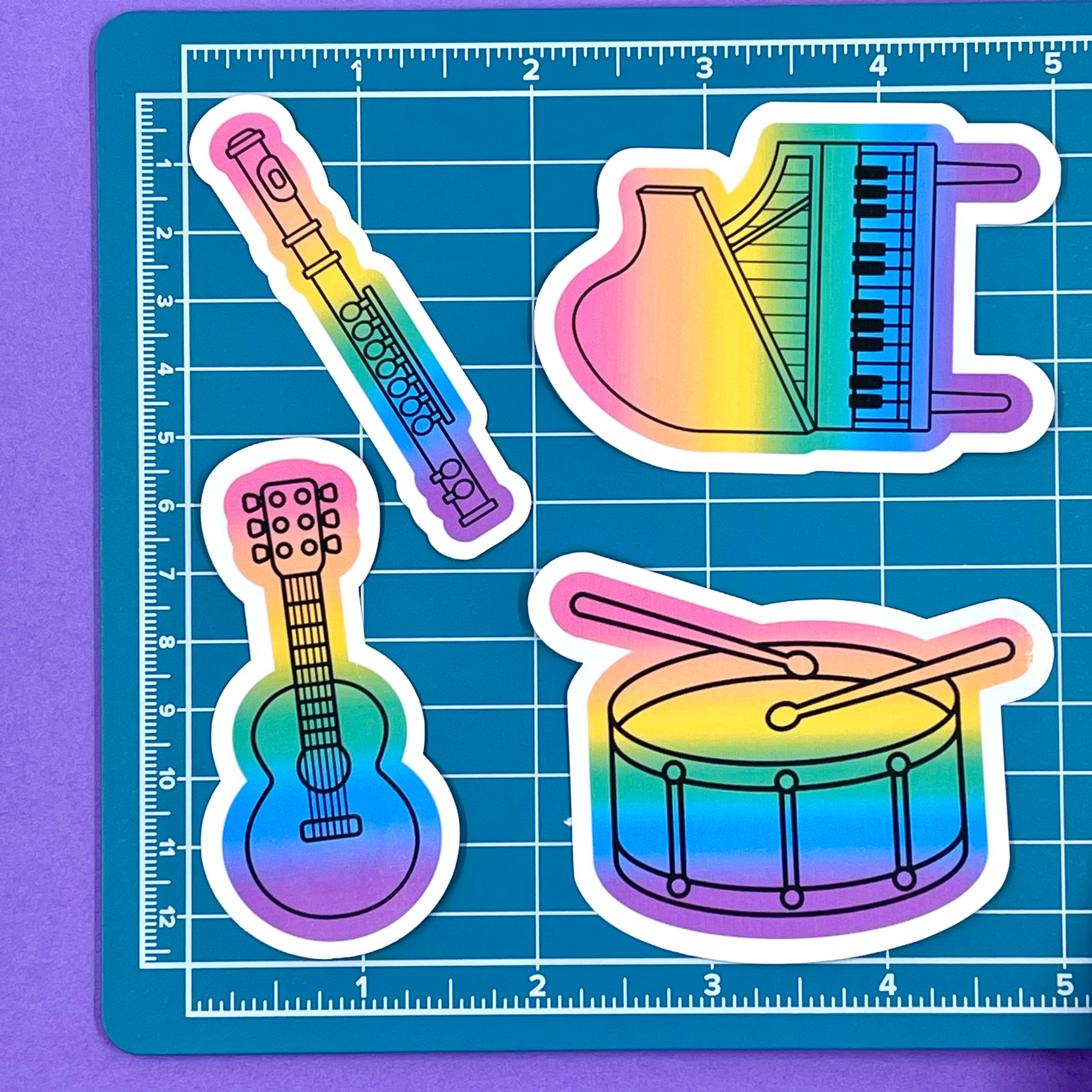 Flute Musical Instrument Sticker Choice of Colorful Musical Instrument Sticker | Flute Clarinet Trumpet ...