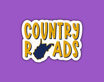 Gold Country Roads Sticker | WV | West Virginia | Mountaineers | Blue and Gold | Decal Sticker | Waterproof Sticker