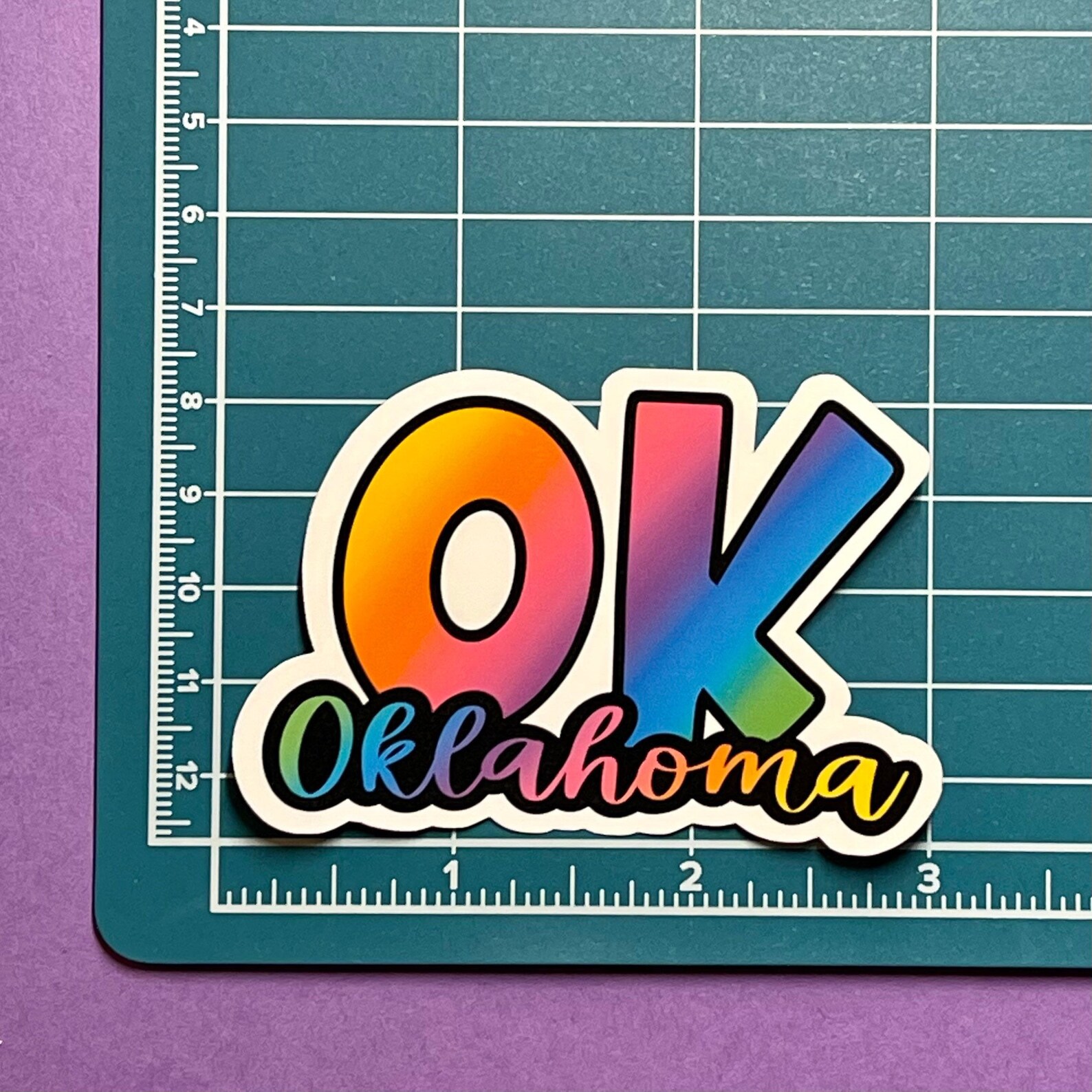 Oklahoma Sticker OK Rainbow State Abbreviation State Etsy