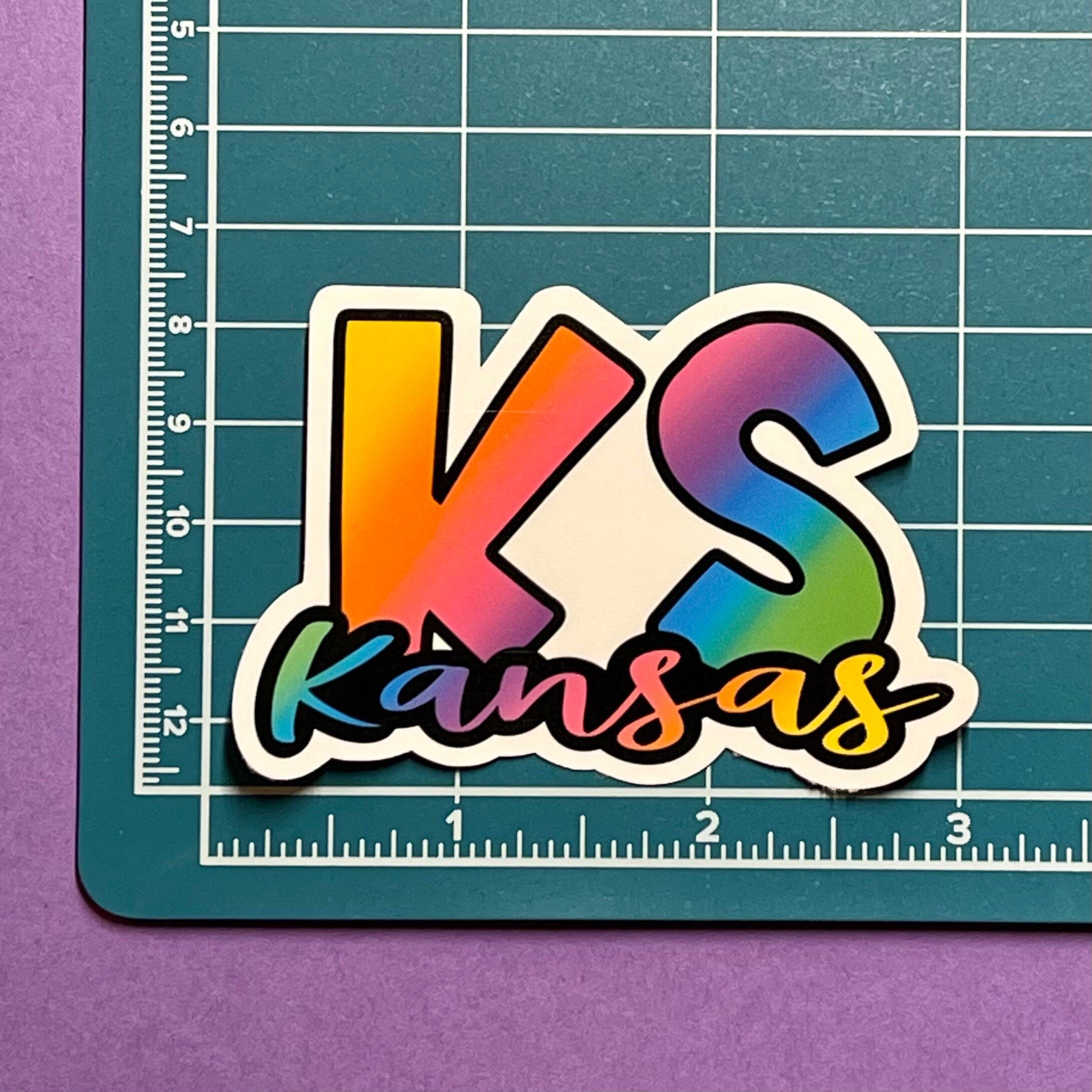 Kansas Sticker KS Rainbow State Abbreviation State Etsy