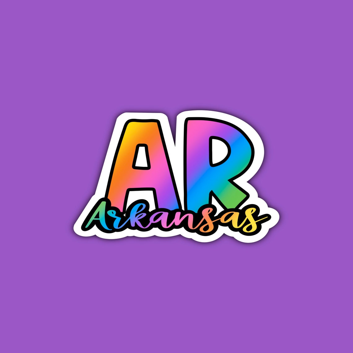 Arkansas Sticker AR Rainbow State Abbreviation State Etsy