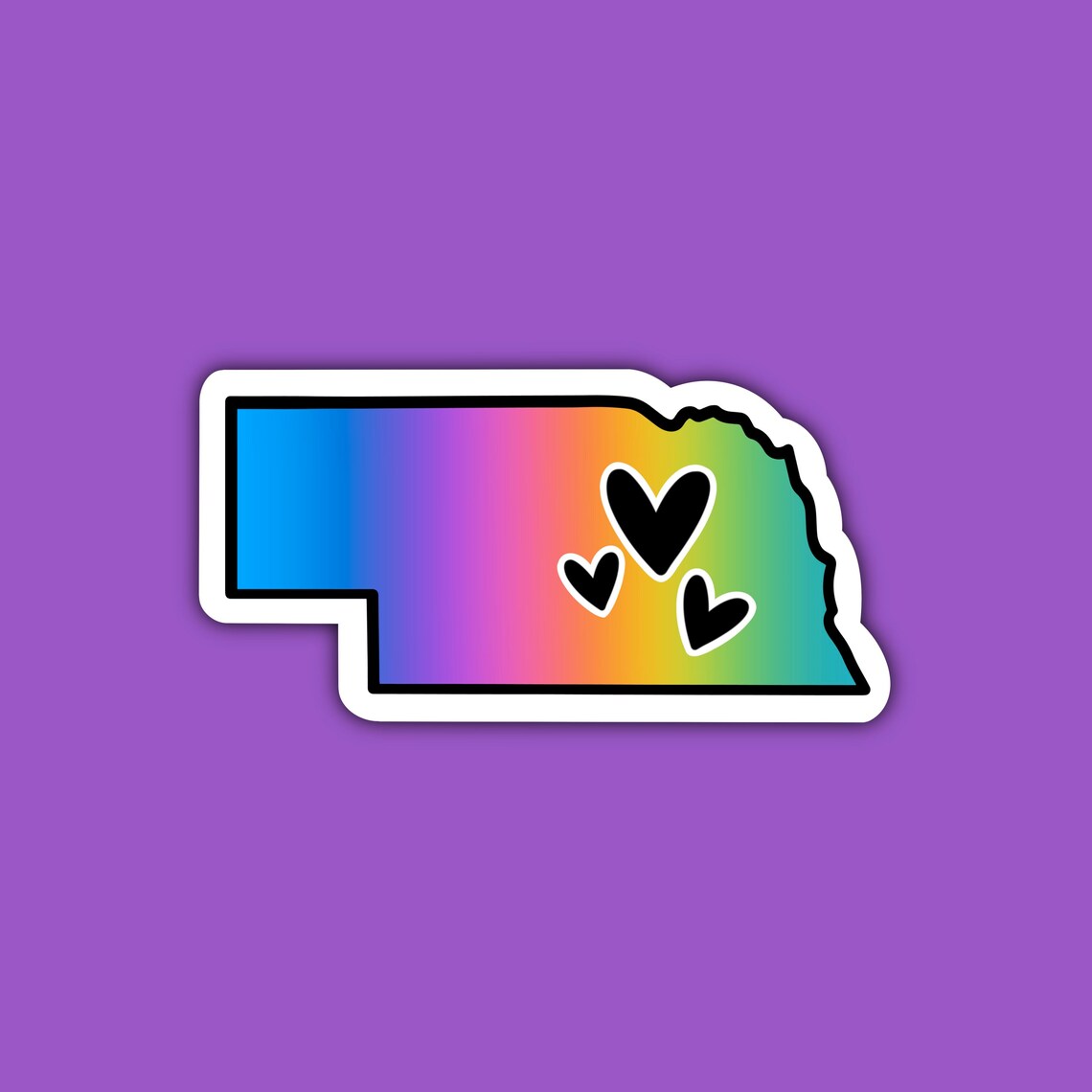 Nebraska Sticker NE Rainbow State Abbreviation State Etsy