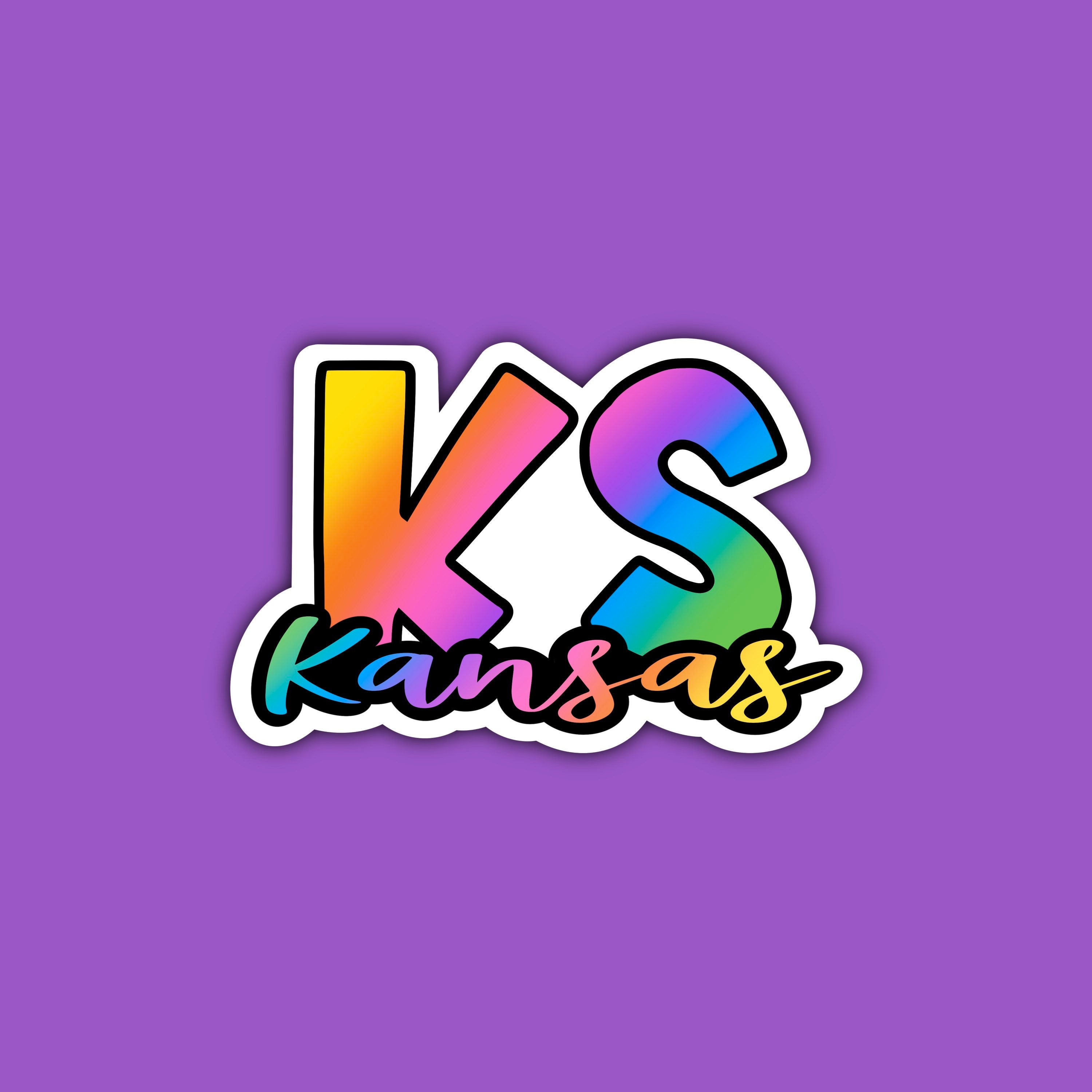 Kansas Sticker KS Rainbow State Abbreviation State Etsy
