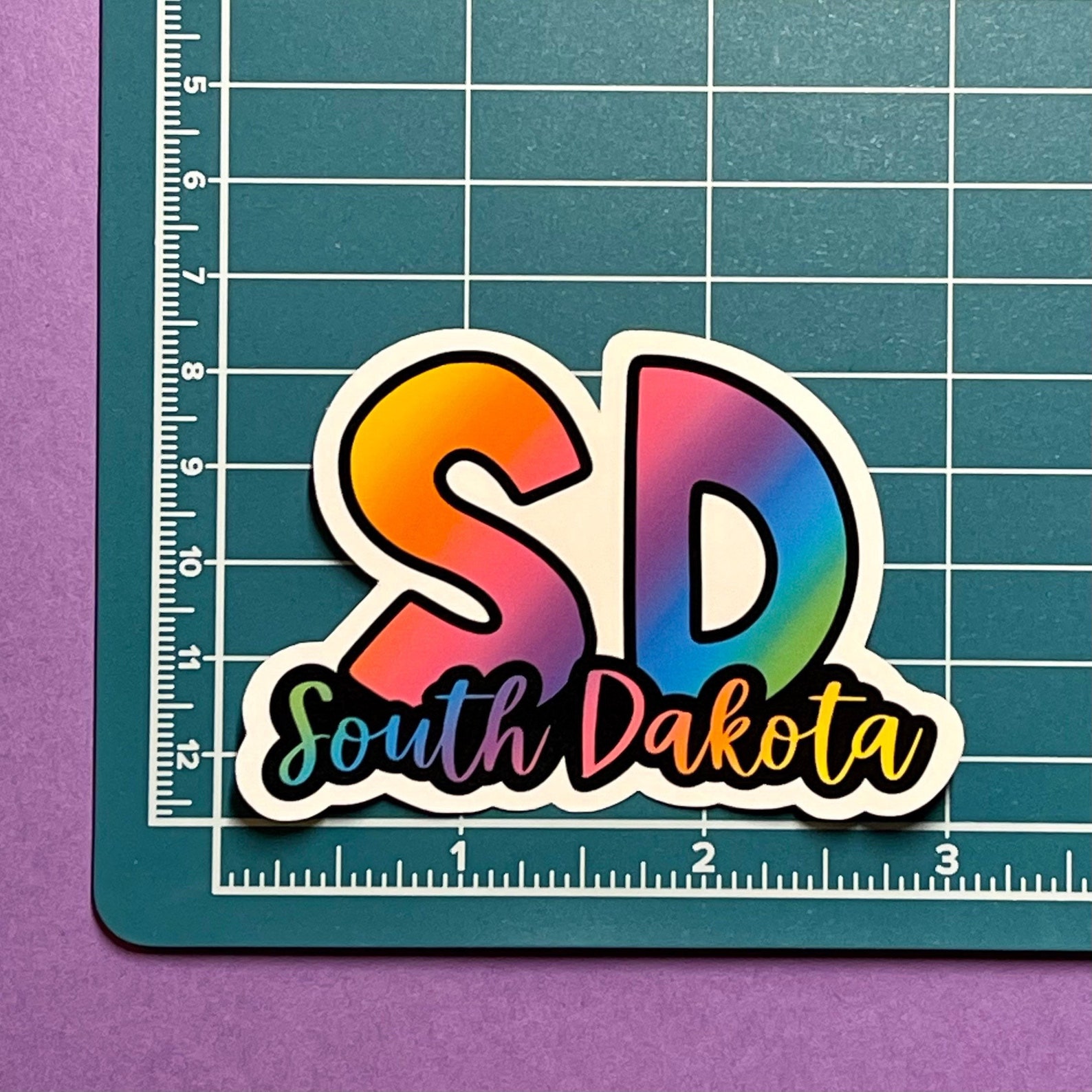 South Dakota Sticker SD Rainbow State Abbreviation Etsy