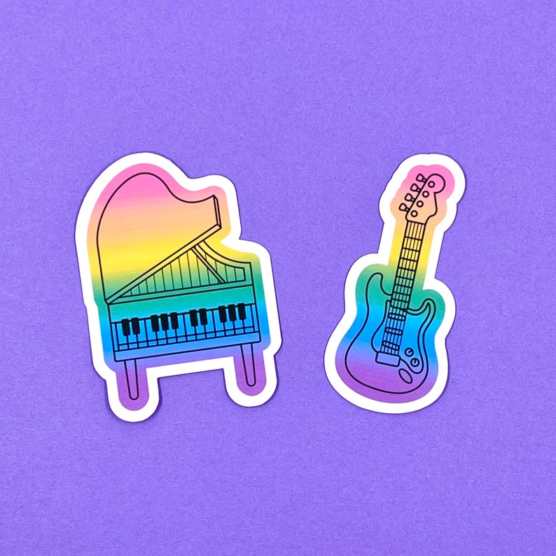 Flute Musical Instrument Sticker Choice of Colorful Musical Instrument Sticker | Flute Clarinet Trumpet ...