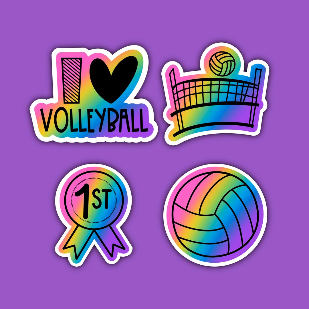 I Love Volleyball Sticker Pack Volleyball Fan Colorful Decal Stickers