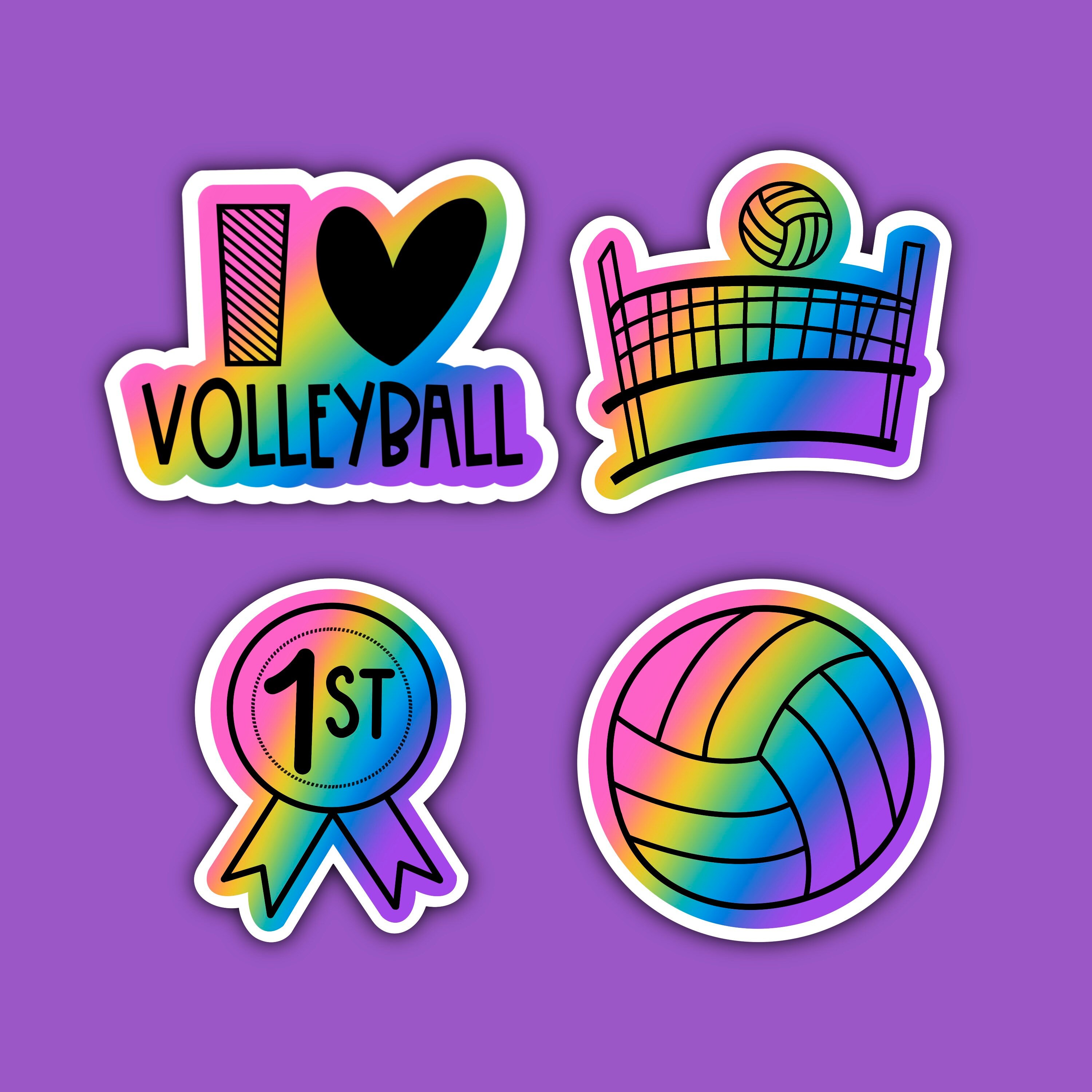I Love Volleyball Sticker Pack Volleyball Fan Colorful Etsy.de