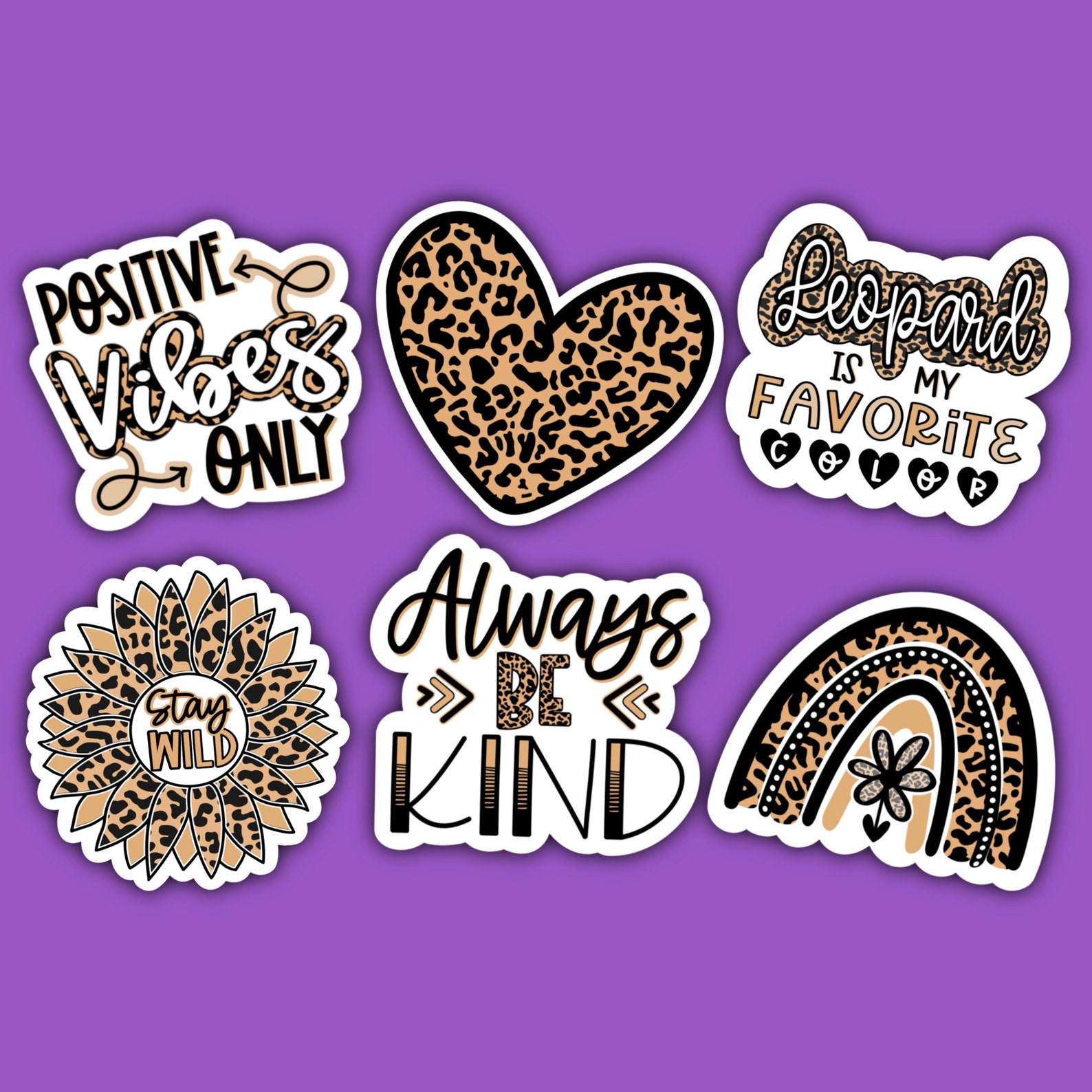 Leopard Sticker Pack 6 Animal Print Decal Stickers Etsy