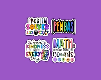 MINI Math Teacher Sticker Pack | 1" Stickers | Math | Colorful | Small Stickers | PEMDAS | Calculate Kindness | Problem Solver | Math Counts