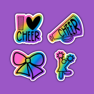 I Love Cheer Sticker Pack | Cheerleader | Colorful | Decal | Waterproof Stickers