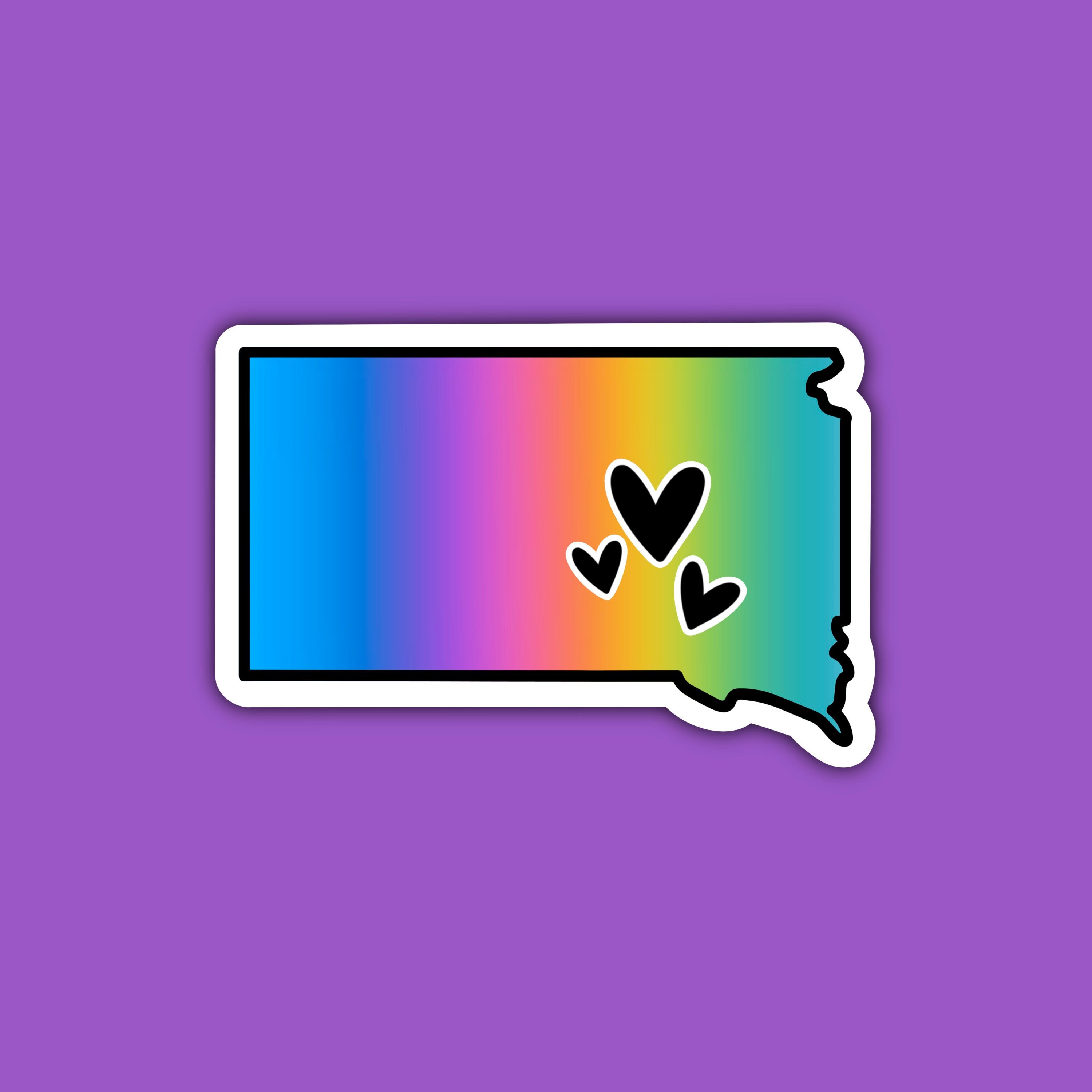 South Dakota Sticker SD Rainbow State Abbreviation Etsy