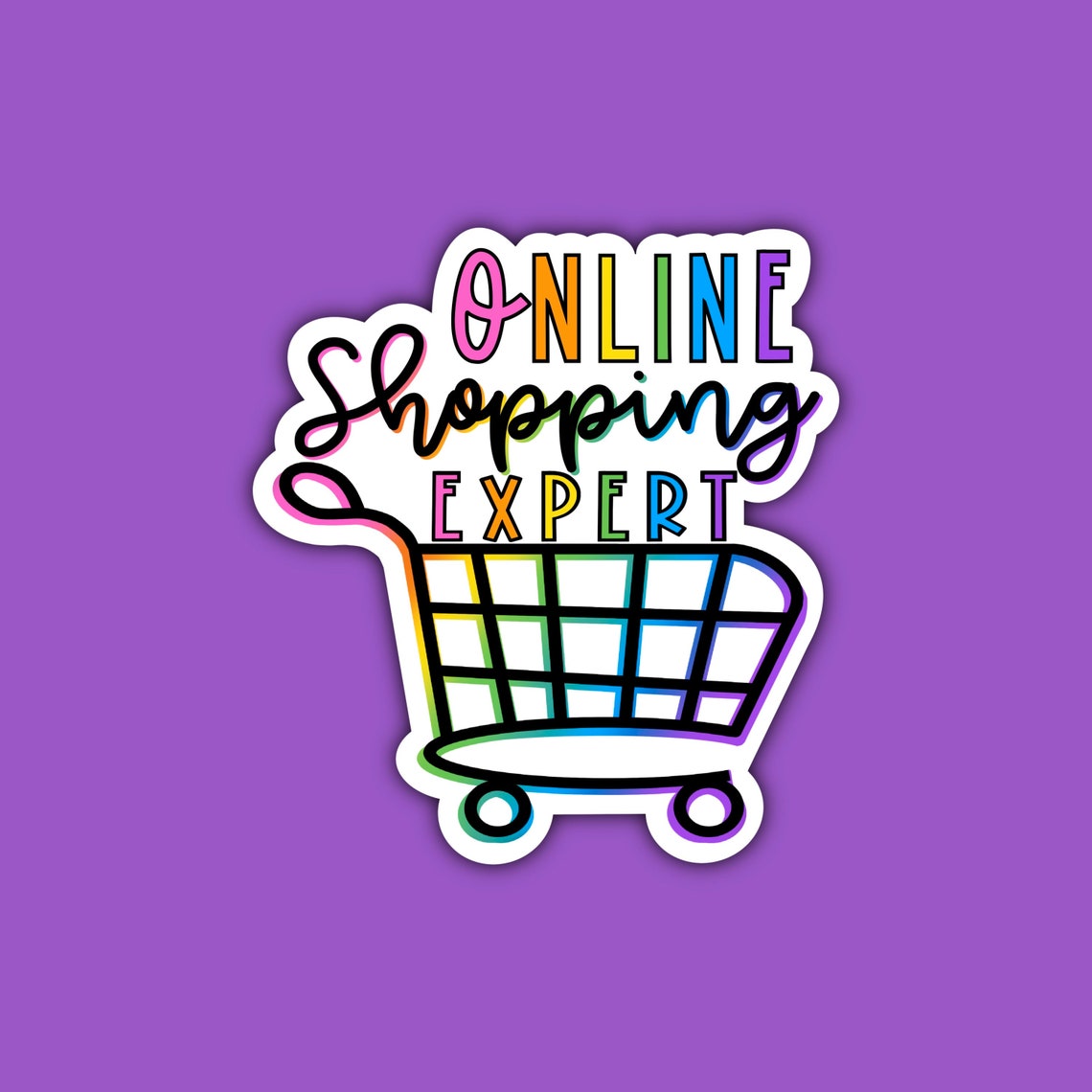 Online Shopping Expert Sticker Shopping Addict Colorful Etsy