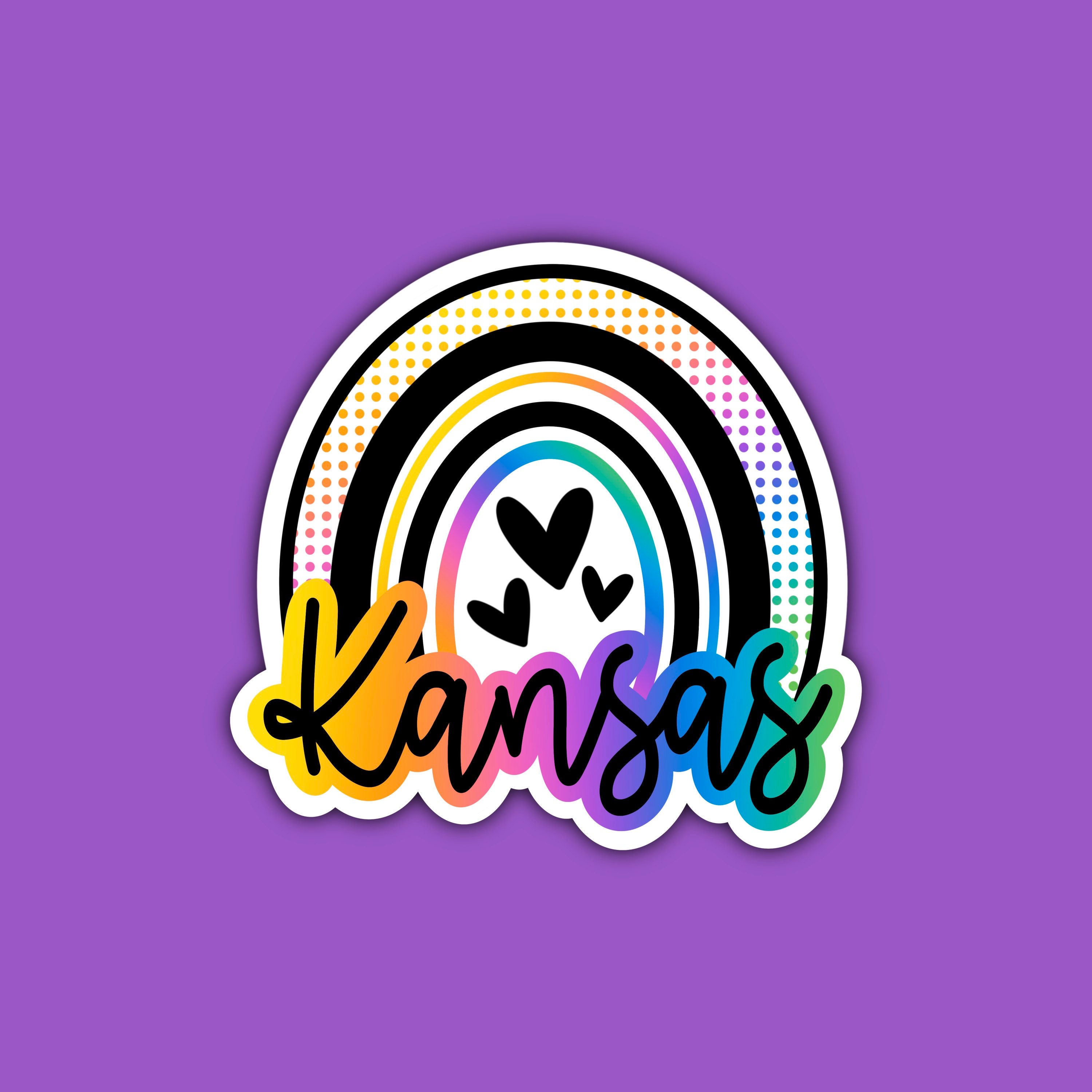 Kansas Sticker KS Rainbow State Abbreviation State Etsy