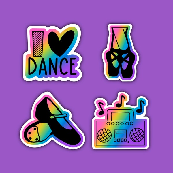 I Love Dance Sticker Pack | Dancer | Ballet | Tap | Colorful | Decal Stickers | Waterproof Stickers
