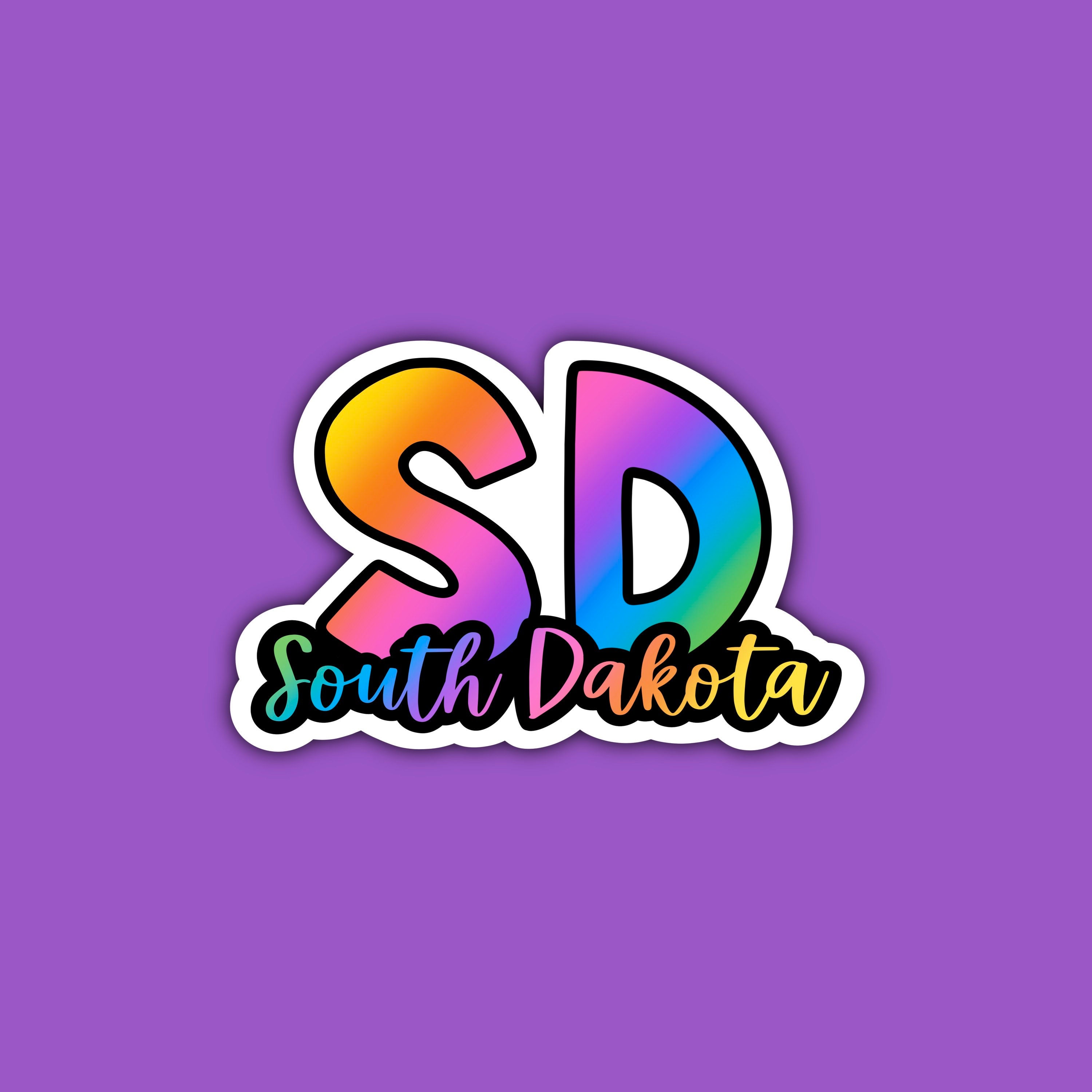 South Dakota Sticker SD Rainbow State Abbreviation Etsy
