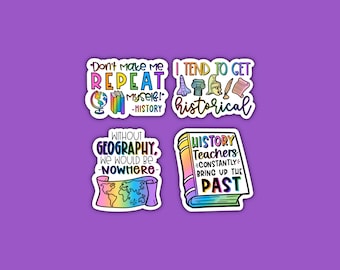 MINI Social Studies Teacher Sticker Pack | 1" Stickers | Colorful | Small Stickers | History | Geography | Historical | Don’t Make Me Repeat