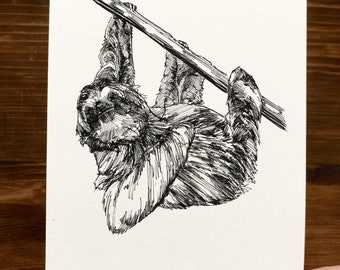 Sloth  | Animal Drawing Wall Art | Art of Zoo | Animal Art Print | Various Sizes