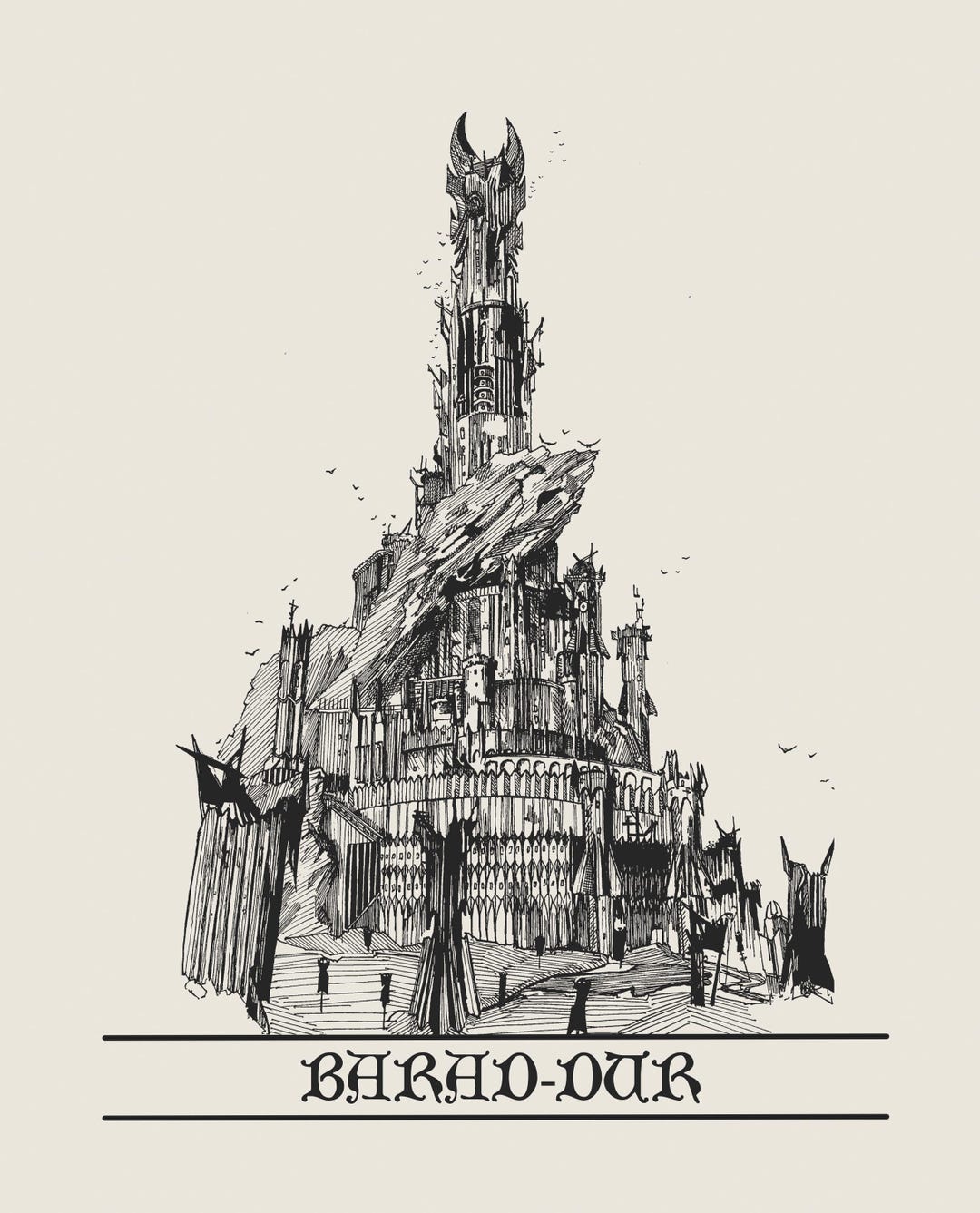 Barad-dûr, the Dark Tower | Lord of the Rings Drawing | Tolkien Art ...