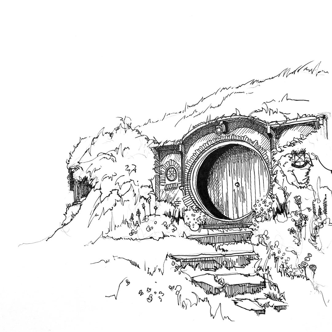 Bag End Hobbit Hole Fine Art Print Hobbit Hole Drawing Lord of the