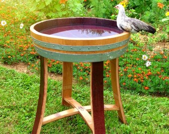 Wine Barrel Bird Bath