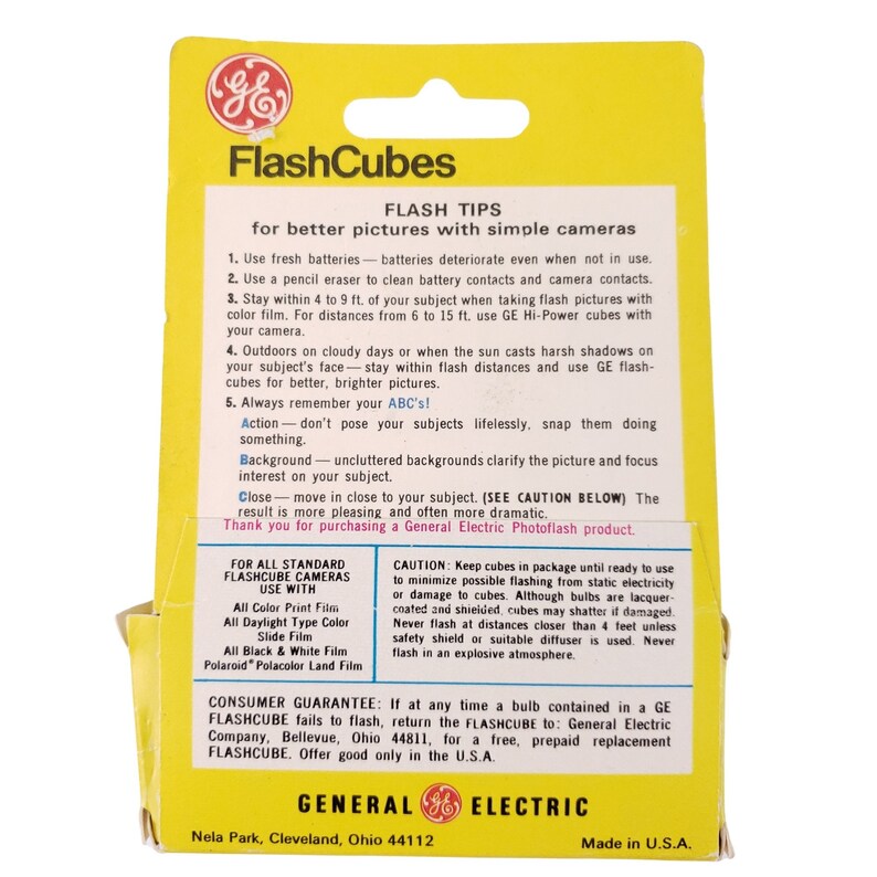 Vintage GE Flash Cubes For All Standard Flashcube Cameras 3 Etsy