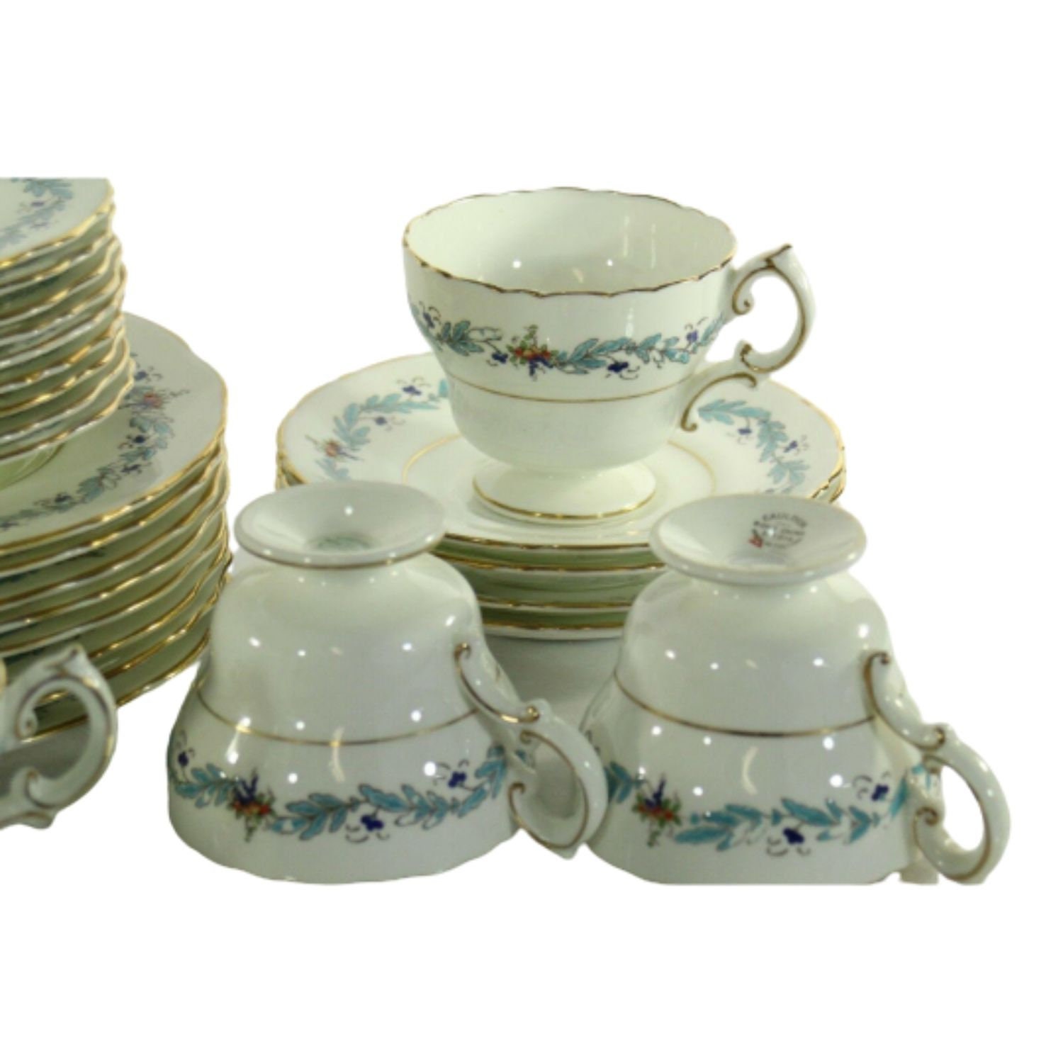 Royal Cauldon Roosevelt Scalloped Blue Leaves 33 Piezas Tea Etsy