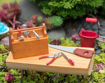 1:12 Scale Mini 9pc Hand Tool Set Dollhouse Supply Fairy Garden Decor Accessory