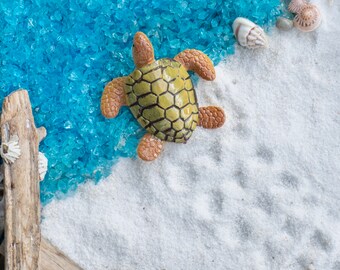 Miniature Figurine FAIRY GARDEN ~ Little Mermaid with Baby Sea Turtle on Rock