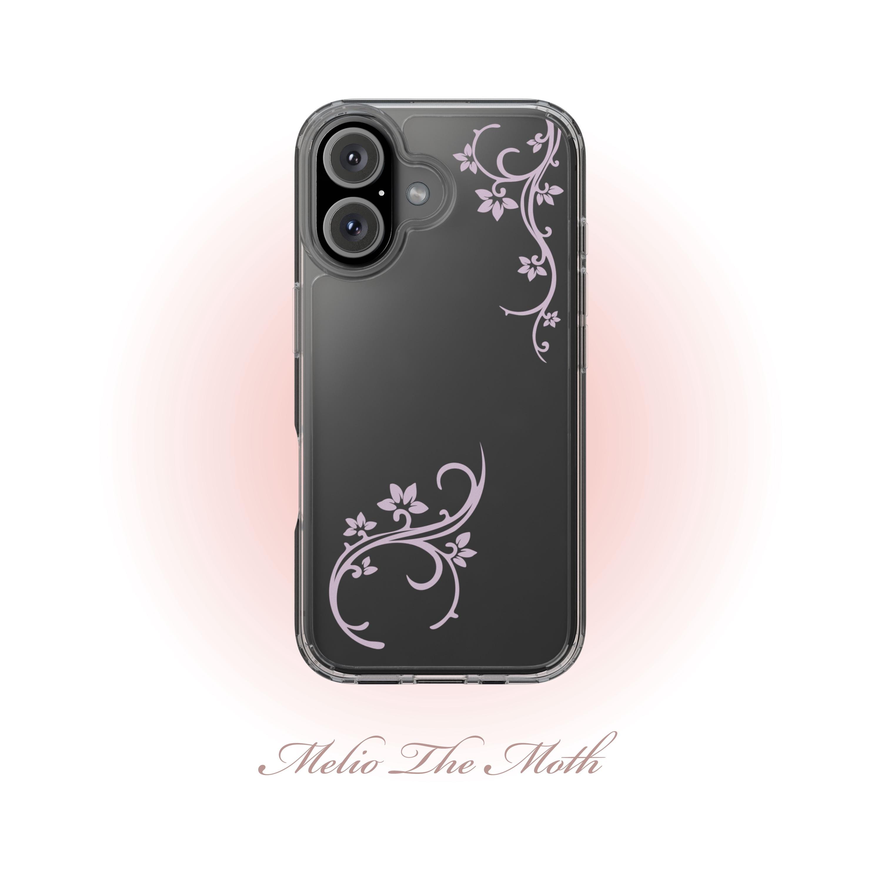 Y2K Floral Vine Phone Case Violet Coquette Clear iPhone Case Cute