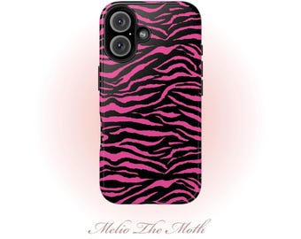 Y2K Pink Zebra Tough Phone Cases Wild Animal Print Cover Durable Protection Trendy Gift for Her Fashionable Phone Accessory Cute Phone Case