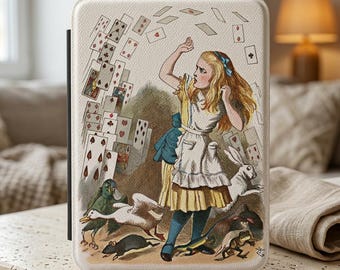 Alice in Wonderland Playing Cards Kindle Case Vintage Illustration