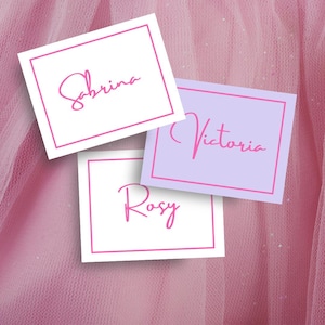 Hens Party Name Card Template Editable Bridal Bachelorette Purple Event Place Unique Custom Design Printable Customize Canva A5 Hand Drawn