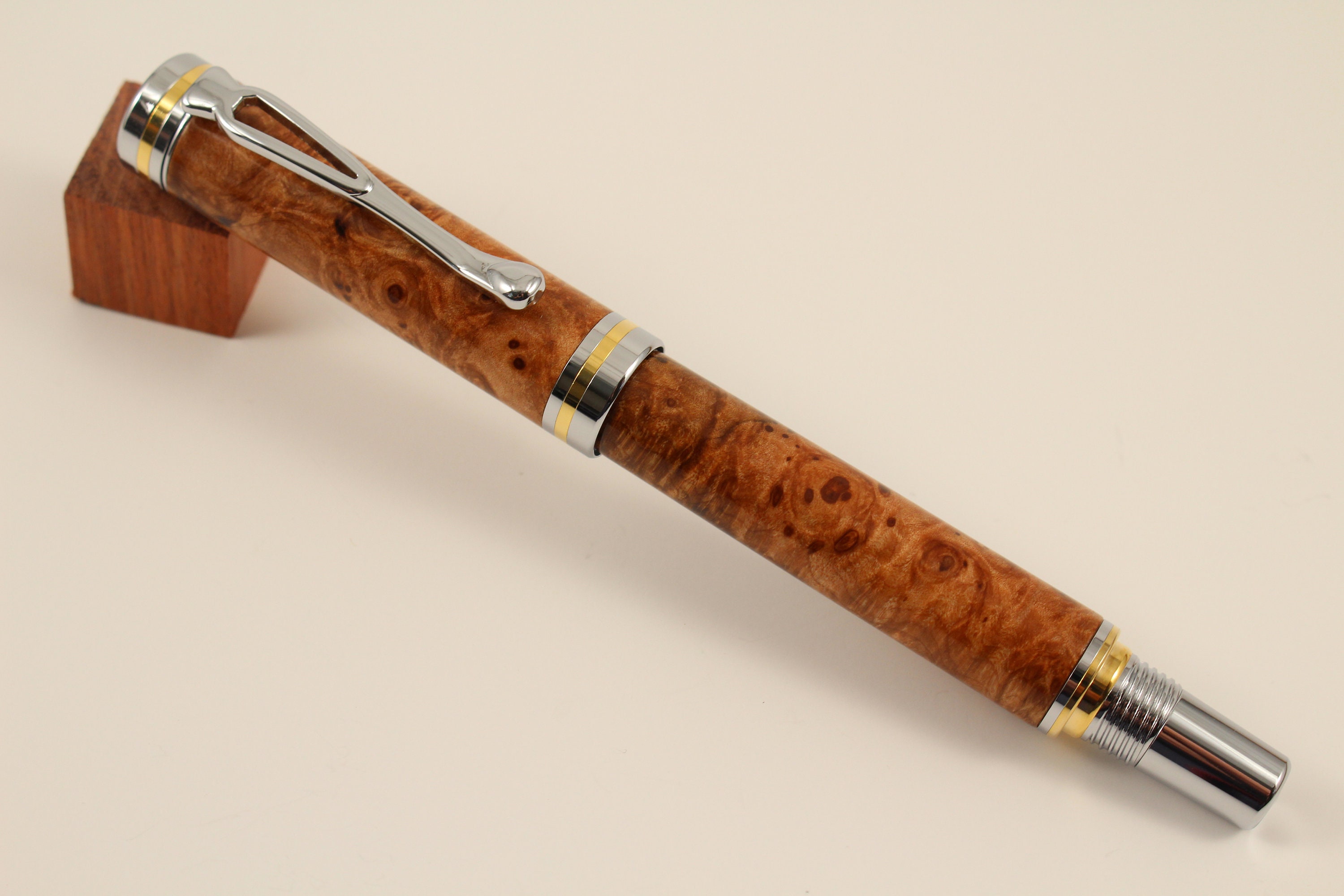 Hand Turned Kojent Fountain Pen In Maple Burl Etsy
