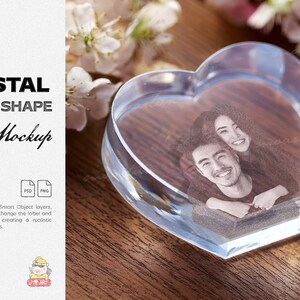 3D Crystal Heart Mockup: Smart Object PSD Bundle (Digital Download)