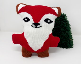 Kit de costura de zorro rojo de peluche, patrón de zorro DIY, artesanía, regalo de animales del bosque nocturno, hecho a mano, animal de peluche fácil, cómo hacer un proyecto de costura a mano