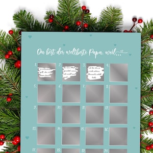 Advent calendar for scratching &quot;You are the world&#39;s best dad because&quot; A3 Christmas calendar