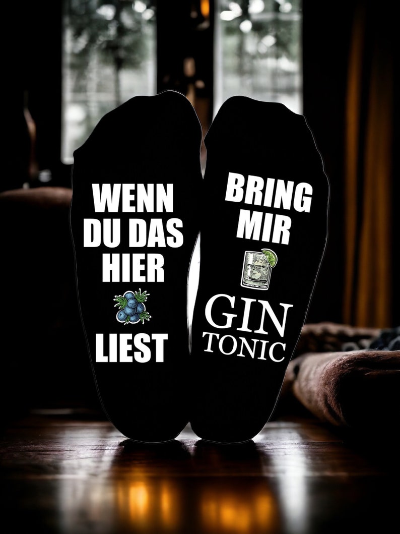 Vatertag Geschenk Auszeitsocken Bring mir Gin Tonic, Entspannung, Sprüche Socken Bild 4