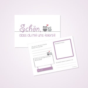 Gästebuch Karten zur Hochzeit, Tischdeko Hochzeit, Eulen