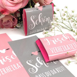 Chocolate banderoles &quot;just married&quot; - pink/gray