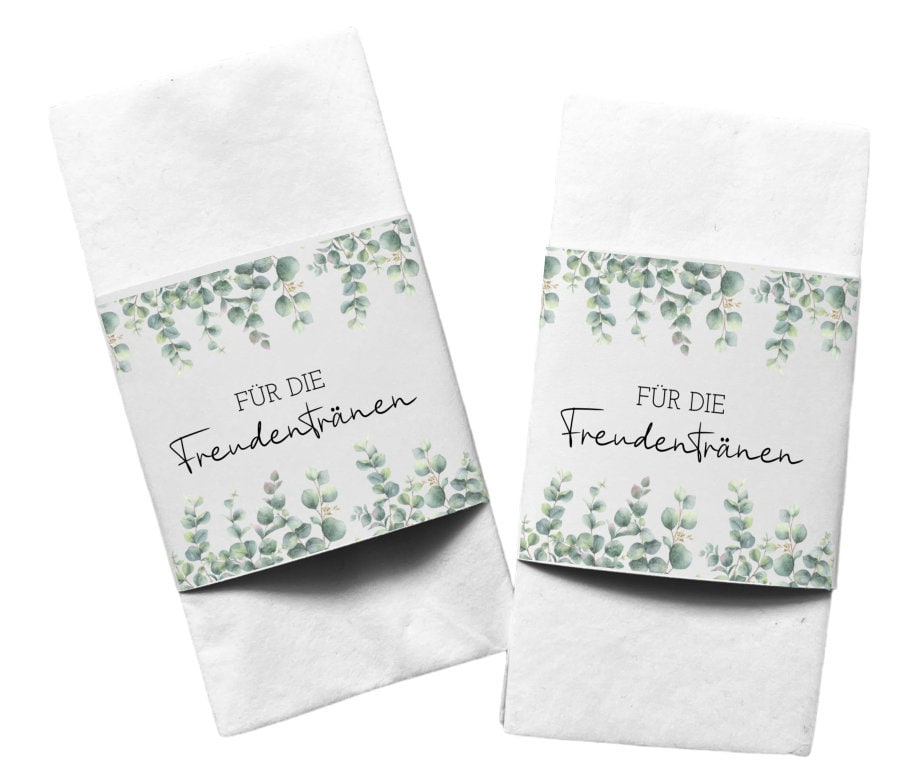 ZOCONE Hochzeit Taschentuch Banderolen 100 Stück - Eukalyptus Design Für Freudentränen