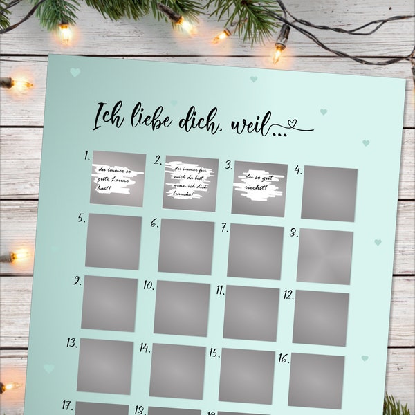 Advent calendar for scratching "I LOVE YOU" A3 Christmas calendar