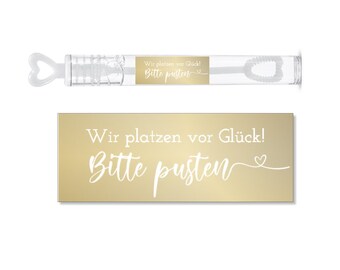 Aufkleber für die Hochzeit | SEIFENBLASEN | Bitte pusten- gold