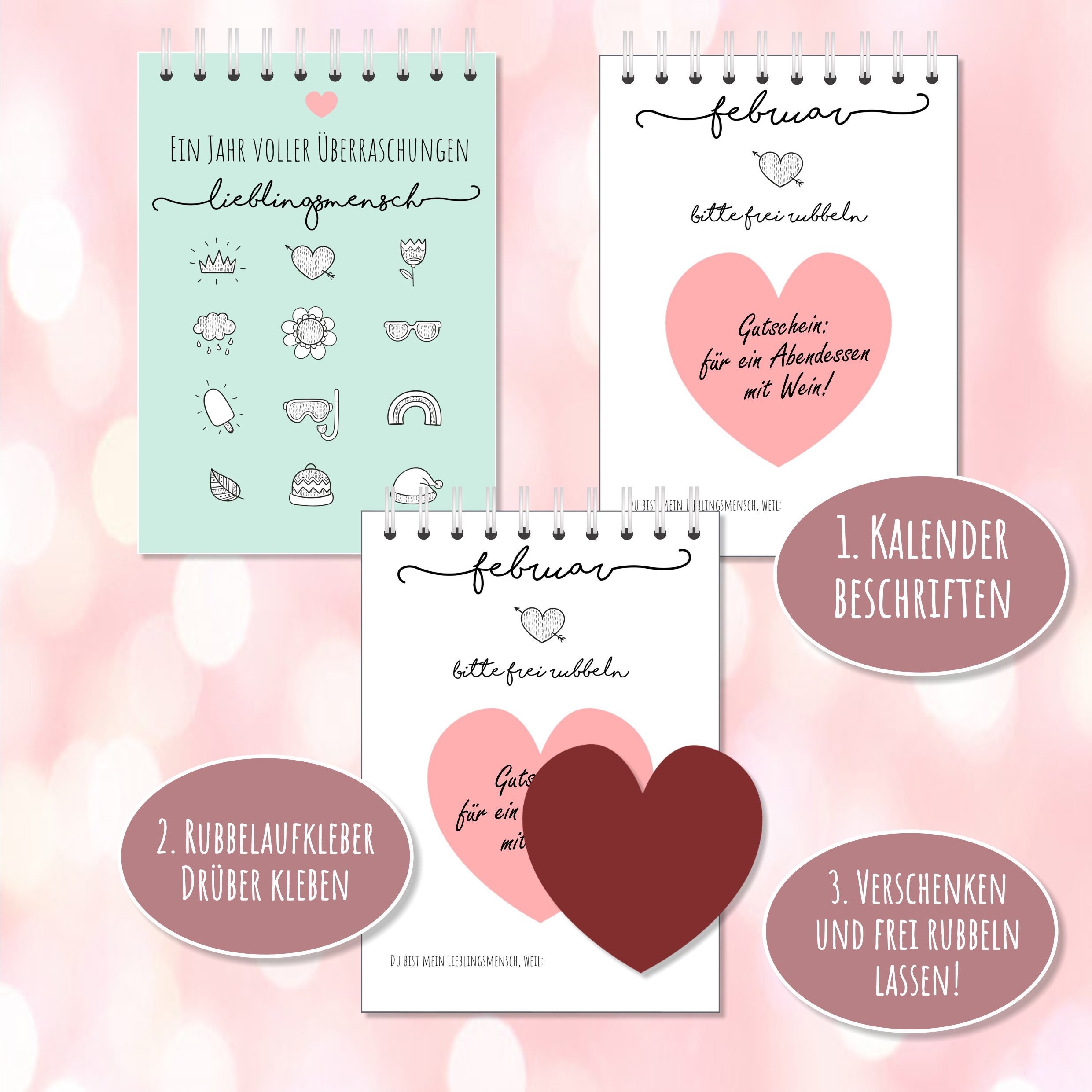 Rubbellos Gutschein Kalender Lieblingsmensch  Etsy