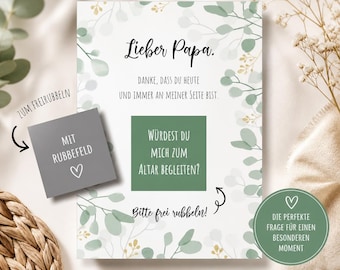 Ask Dad to marry me card with scratch-off sticker | Will you walk me down the aisle? | Wedding gift for Dad DIN A6