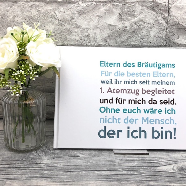 Eltern des Bräutigams Erinnerungsalbum, Geschenk zur Hochzeit, Geschenkbuch zur Hochzeit, Danksagung an Eltern, Mutter und Vater