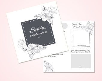 Guest book cards wedding, memory with the BRIDES COUPLE wedding game