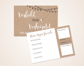 Gästebuch Karten zur Hochzeit - Gästebeschäftigung - Hochzeitskarten statt Gästebuch - Kraftpapier Optik