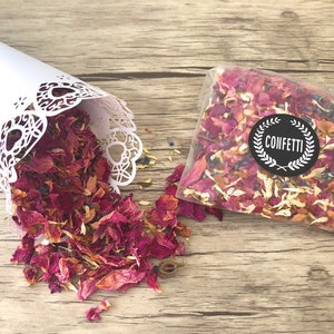 Flower confetti - table decoration for the wedding or for scattering flowers when moving out