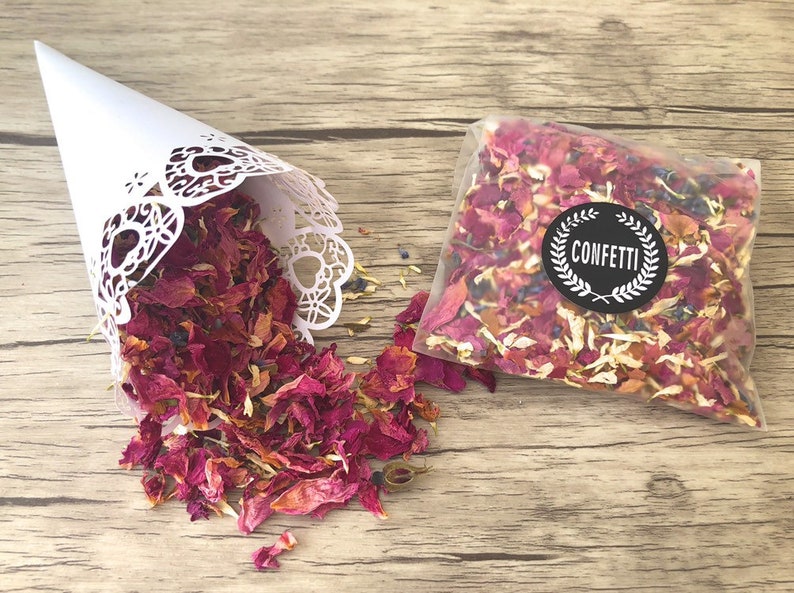 Flower confetti - table decoration for the wedding or for scattering flowers when moving out