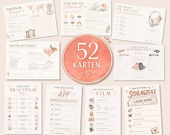 52 different cards for the bride and groom | Wedding game with 52 unique postcards | One year's greetings | Creative wedding gift
